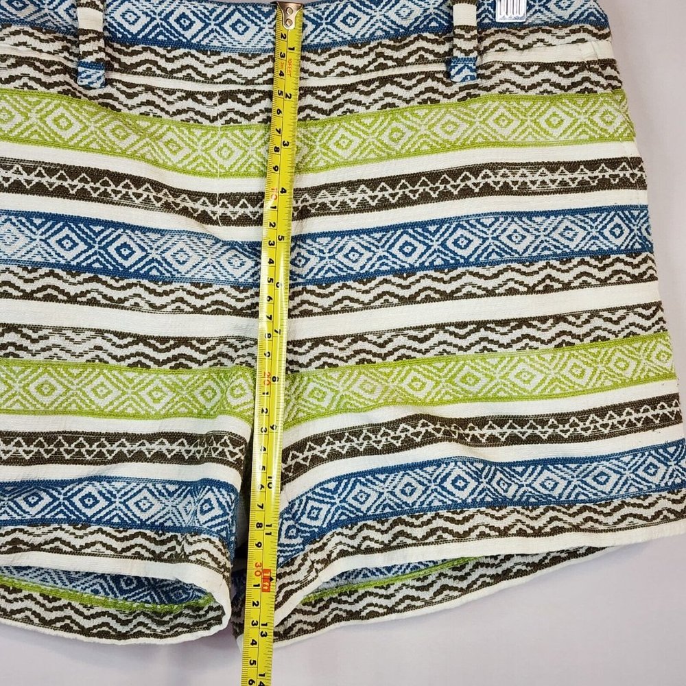 Ann Taylor Loft Shorts Womens Size 4 Blue Green Aztec Mid Rise Mom Core - Picture 5 of 5